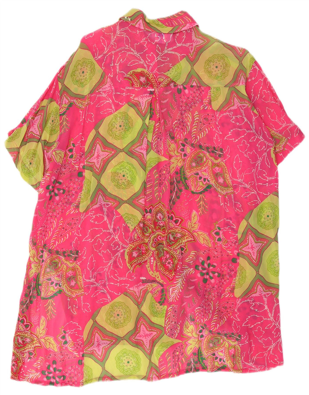 Женская длинная прозрачная блузка-рубашка OCEANO IT 46, большой розовый с узором пейсли