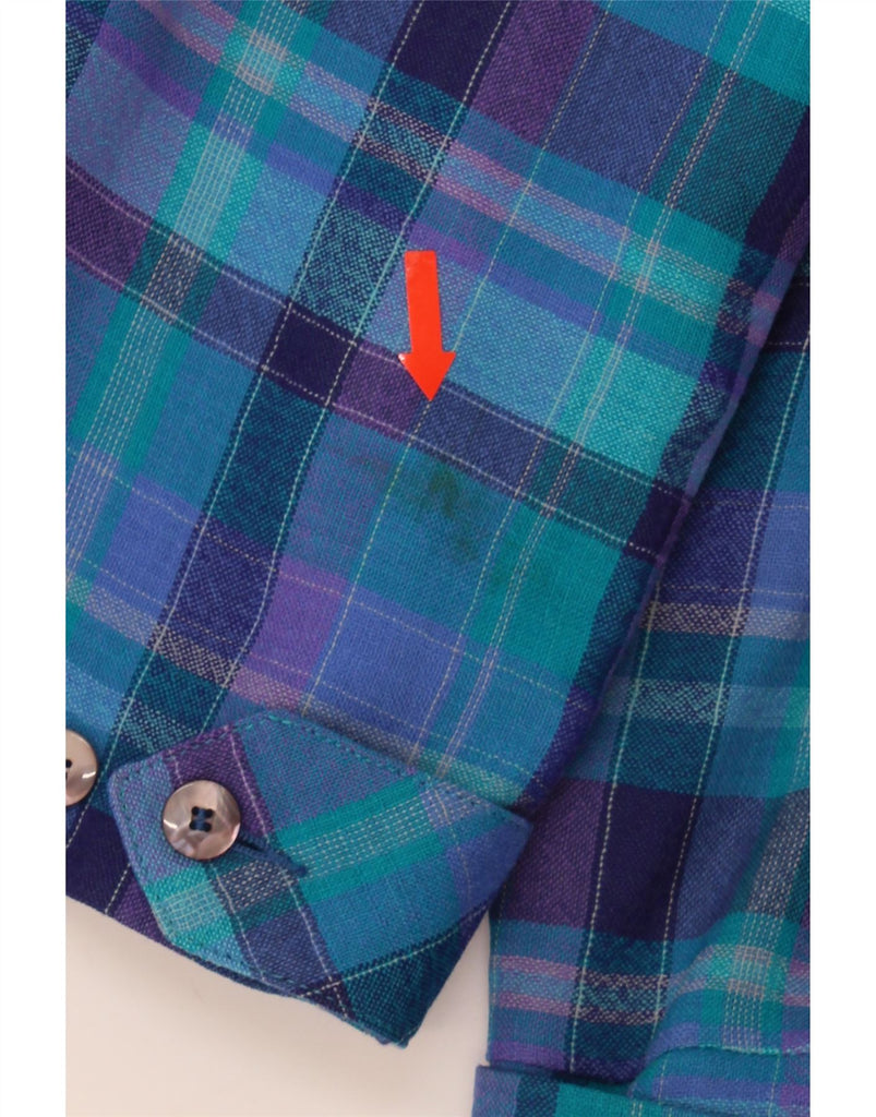 AVOCA Womens Bomber Jacket UK 14 Medium Blue Check Vintage Avoca and Second-Hand Avoca from Messina Hembry 