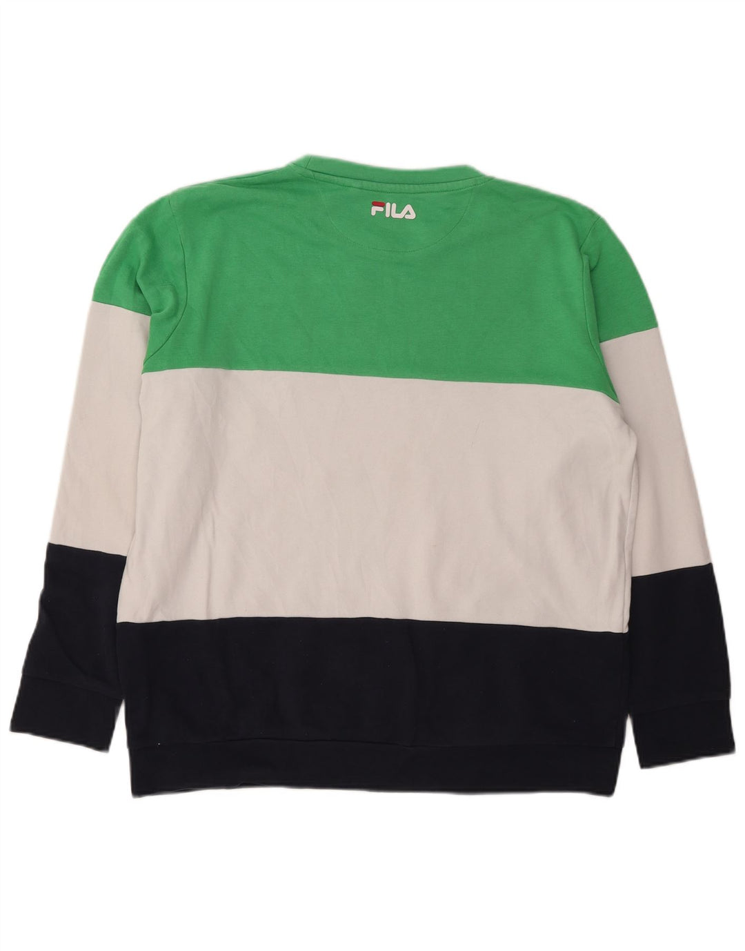 FILA Mens Graphic Sweatshirt Jumper Large White Colourblock Cotton
