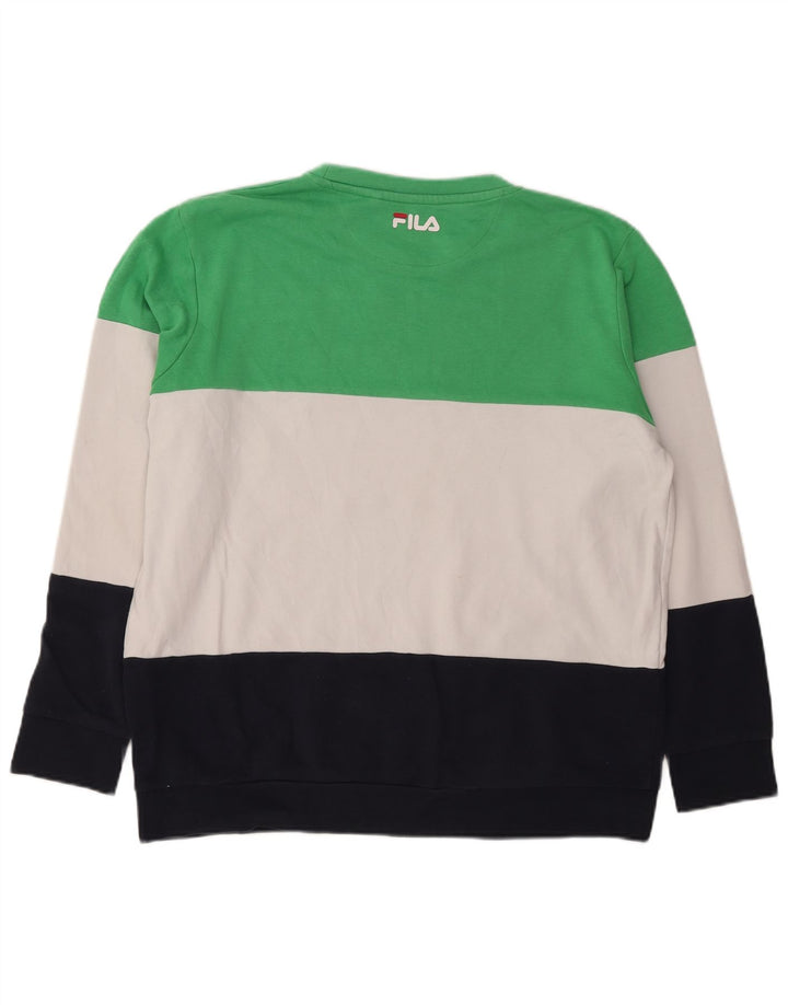 FILA Mens Graphic Sweatshirt Jumper Large White Colourblock Cotton
