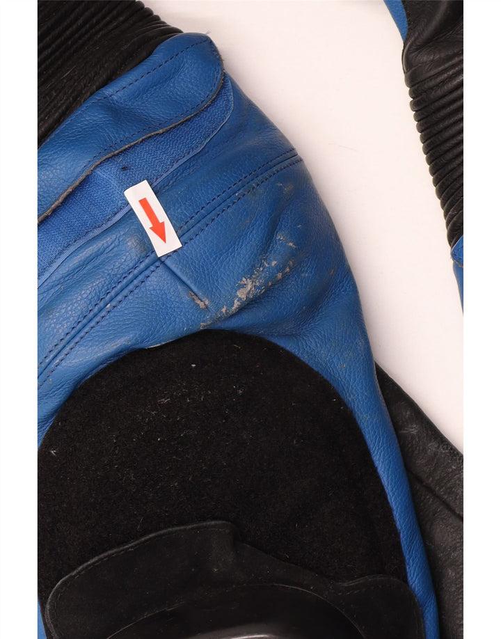 Мужской кожаный комбинезон AXO Racer IT 56 2XL, синий кожаный с цветными блоками