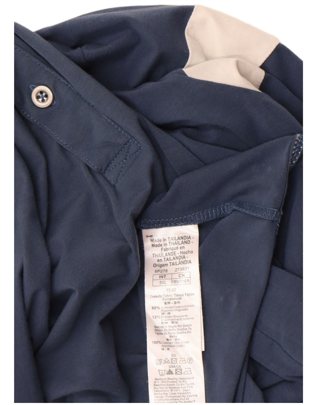 Мужская рубашка-поло EMPORIO ARMANI 3XL, синяя, хлопок с цветными блоками