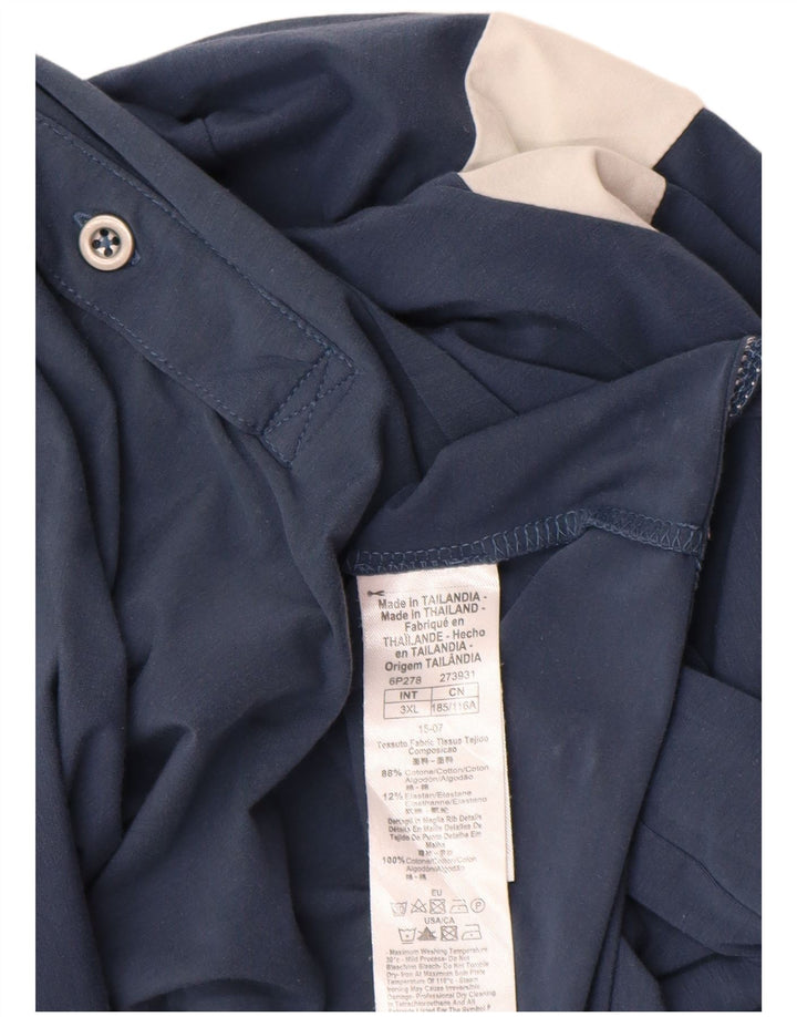 Мужская рубашка-поло EMPORIO ARMANI 3XL, синяя, хлопок с цветными блоками