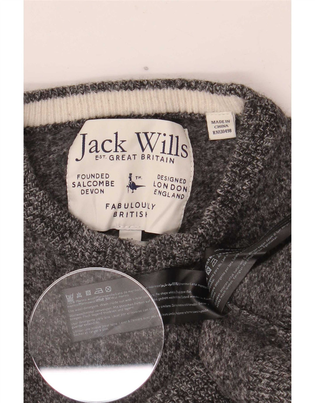 Женский джемпер с круглым вырезом Jack Wills, Великобритания 12, средний серый в крапинку