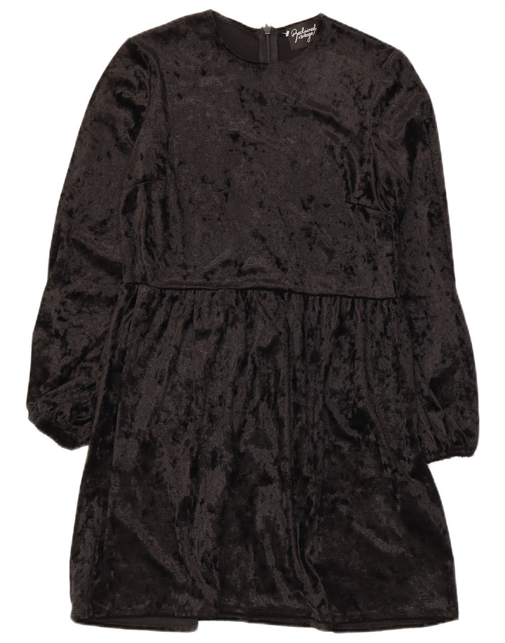 Женское платье-трапеция с длинным рукавом Asos UK 8, маленькое черное полиэстер