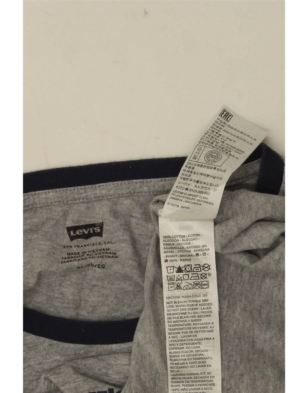 Мужская футболка с рисунком Levi's, топ XL, серый хлопок