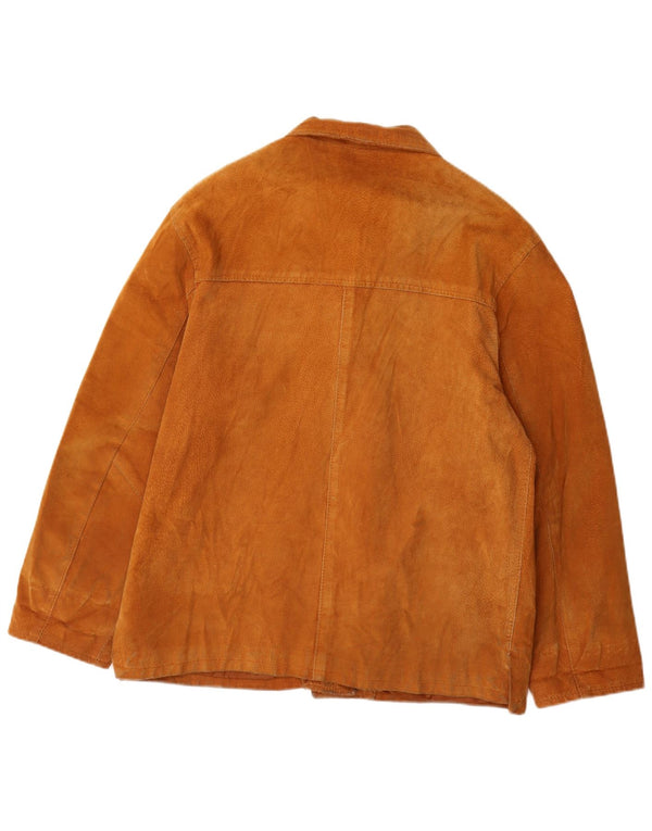 ВИНТАЖНАЯ Женская Замшевая Куртка UK 14 Средне-Коричневая Кожаная