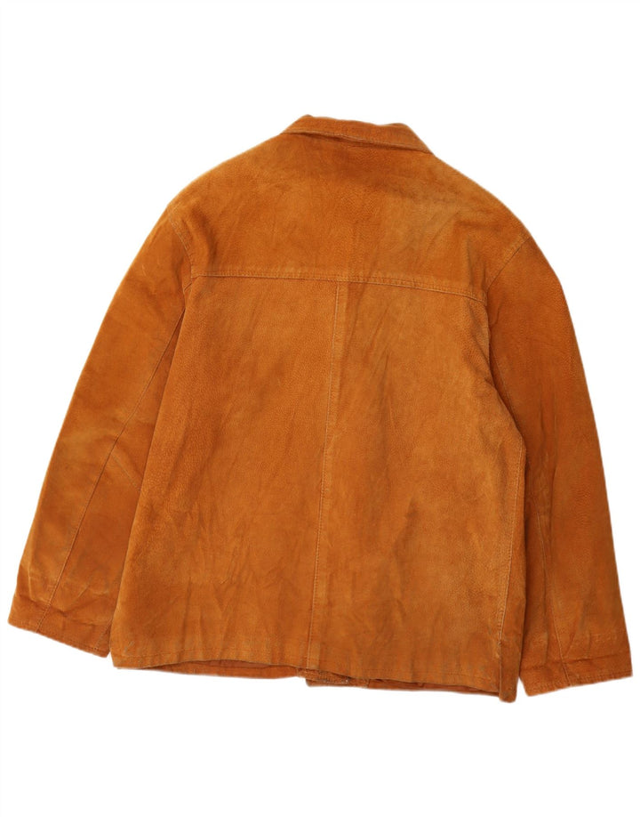 ВИНТАЖНАЯ Женская Замшевая Куртка UK 14 Средне-Коричневая Кожаная