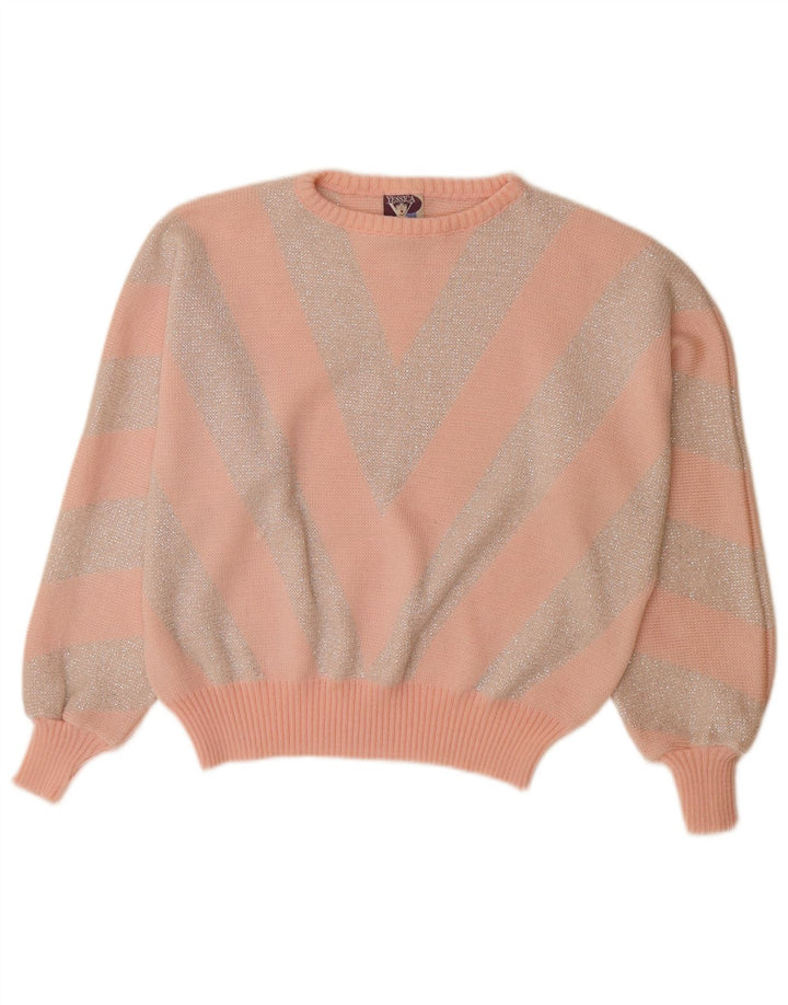 Женский свитер YESSICA с вырезом «лодочкой», EU 44 XL, розовый акрил с шевроном