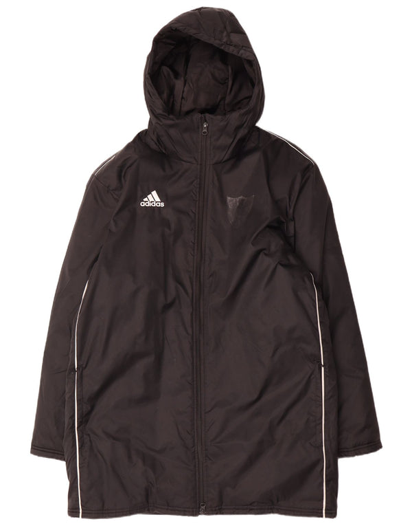 Adidas Мужское стеганое пальто с капюшоном UK 38 Средний черный полиэстер