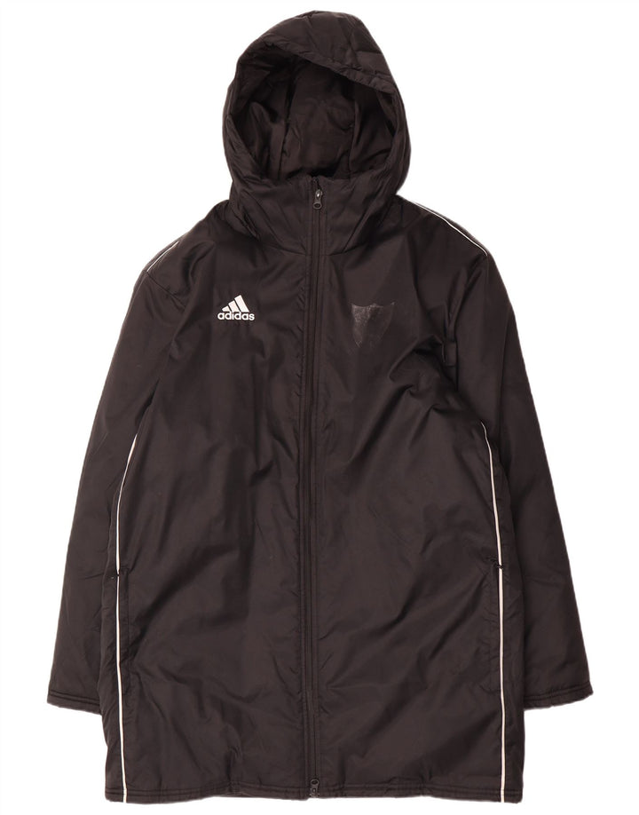 Adidas Мужское стеганое пальто с капюшоном UK 38 Средний черный полиэстер