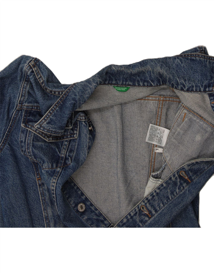 BENETTON Girls Denim Jacket 11-12 Years Large Blue Cotton Vintage Benetton and Second-Hand Benetton from Messina Hembry 