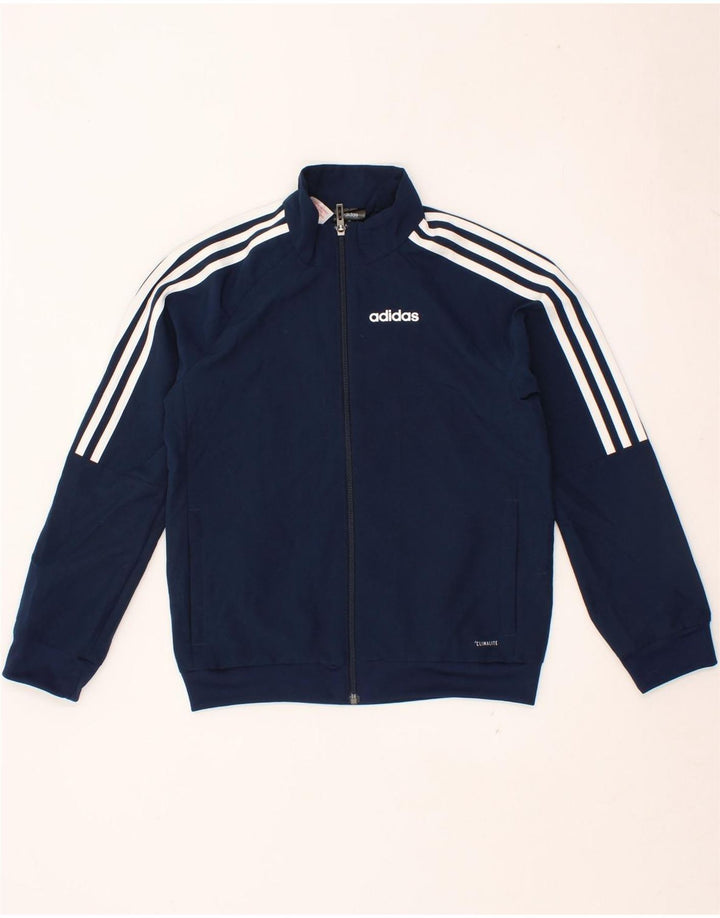 ADIDAS Boys Climalite Tracksuit Top Jacket 9-10 Years  Navy Blue Polyester Vintage Adidas and Second-Hand Adidas from Messina Hembry 