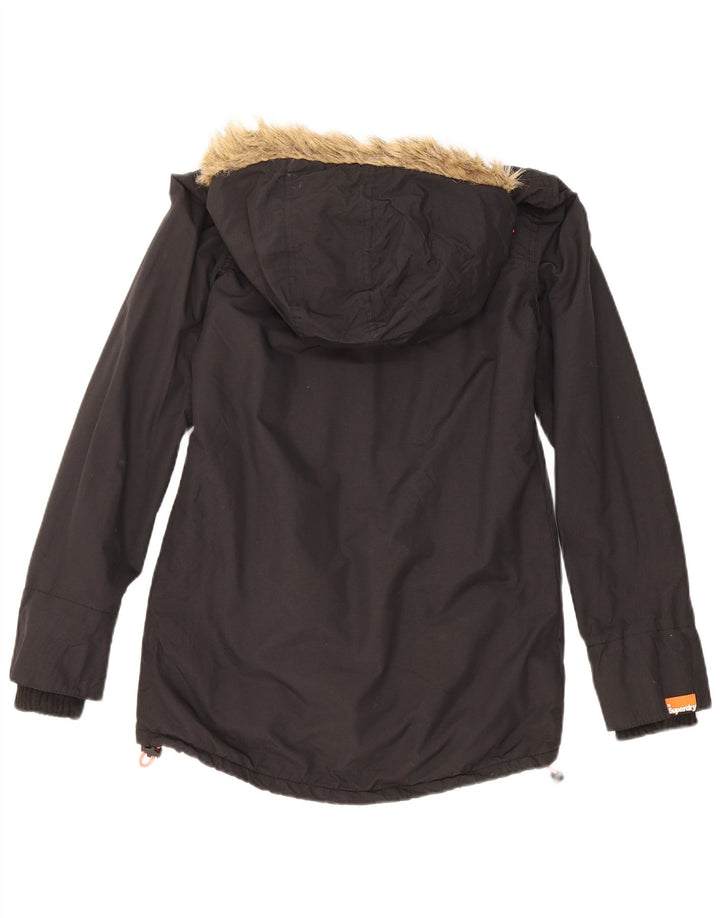 Женская парка Superdry с капюшоном UK 6 XS, черный полиэстер