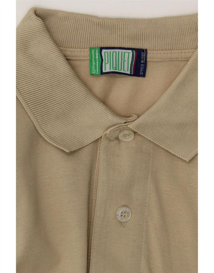 SERGIO TACCHINI Mens Polo Shirt Large Beige Cotton Vintage Sergio Tacchini and Second-Hand Sergio Tacchini from Messina Hembry 