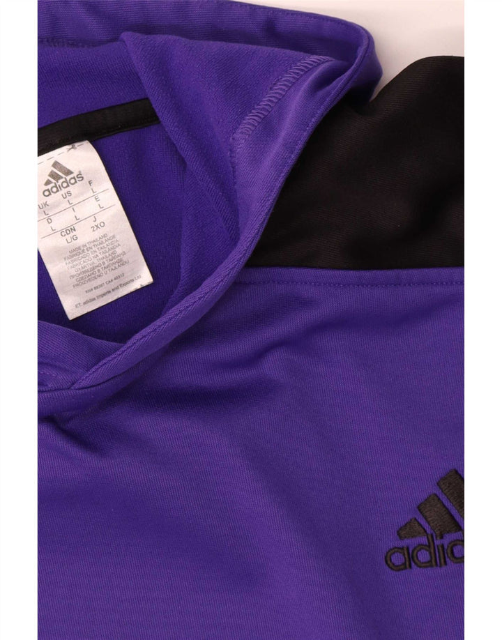 Мужской джемпер с капюшоном Adidas большой фиолетовый полиэстер с цветными блоками