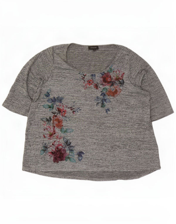 Женский топ с рисунком автографа Marks & Spencer, рукав 3/4, Великобритания, 26, 5XL, серый