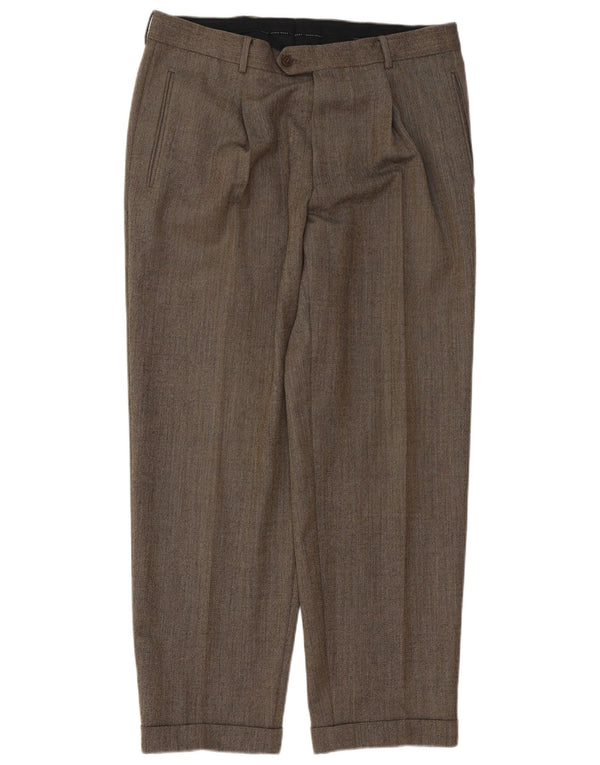 Мужские костюмные брюки Hugo Boss IT 52 Large W36 L31 Коричневые из натуральной шерсти