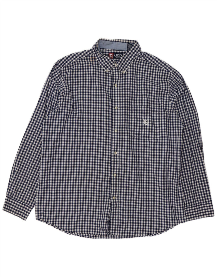 Мужская рубашка Chaps Easy Care XL, темно-синяя, в мелкую клетку, хлопок