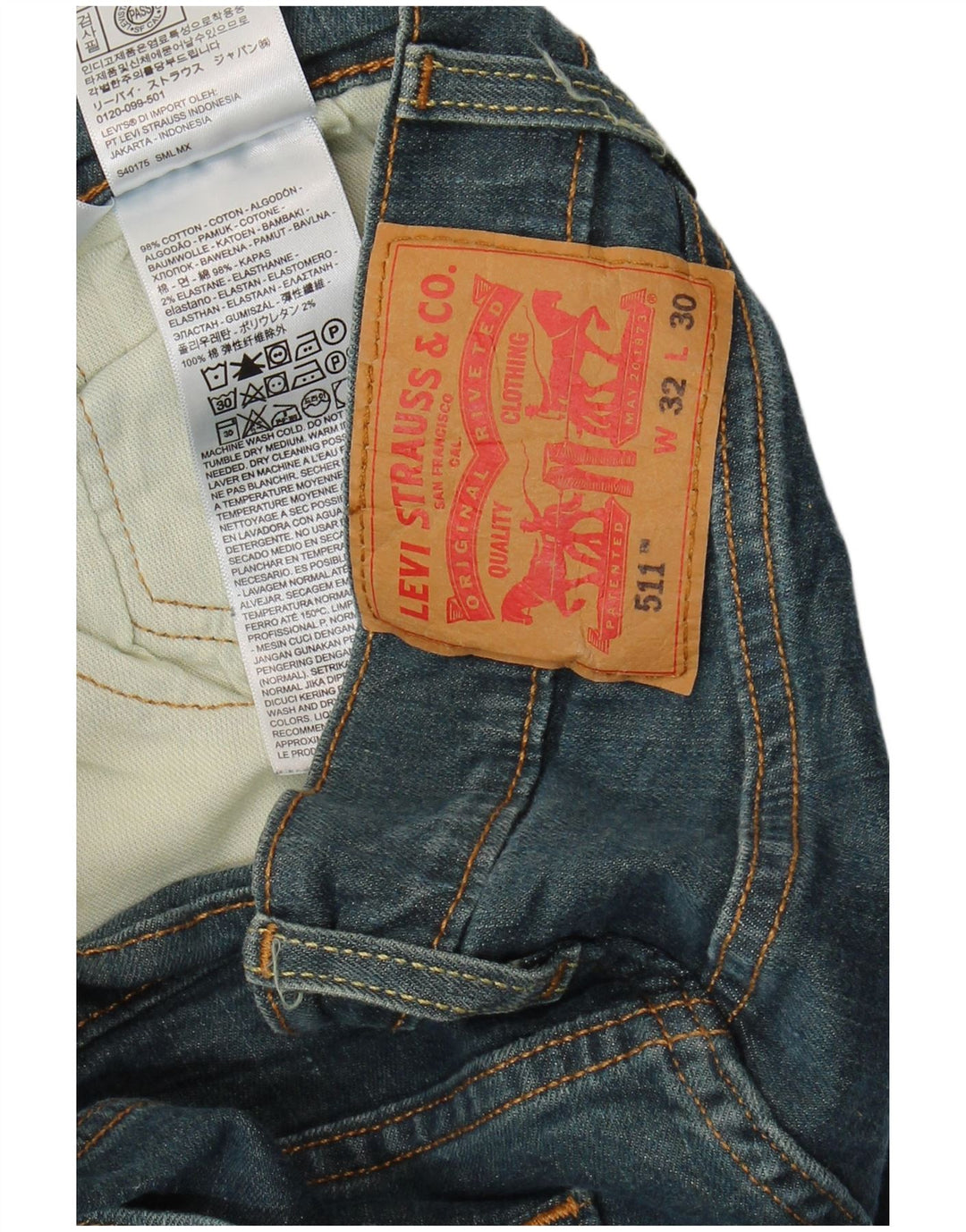 Мужские джинсы Levi's 511 Slim W32 L30 Темно-синие, хлопок