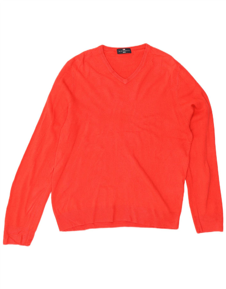 Мужской джемпер с v-образным вырезом Mark & Spencer Blue Harbour, большой красный акрил