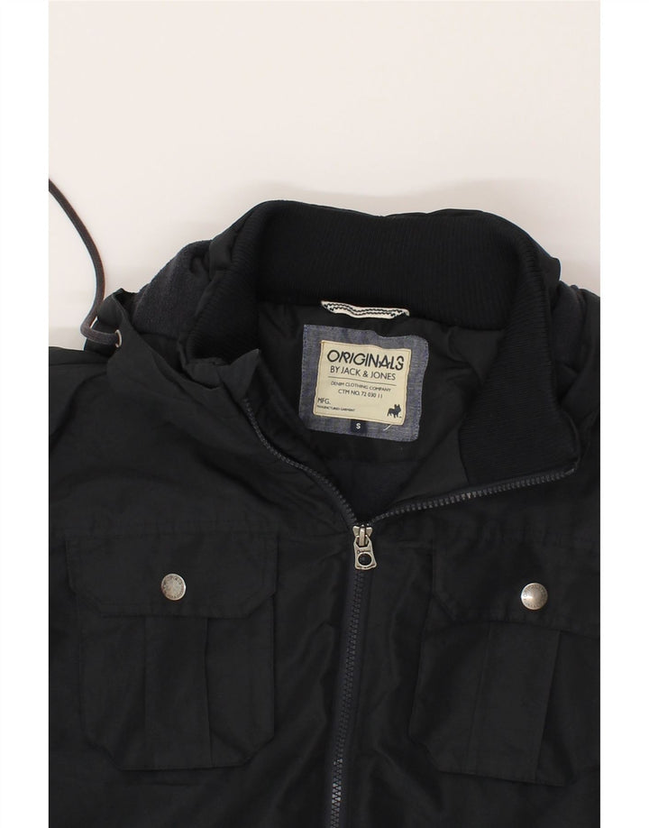 JACK & JONES Mens Hooded Windbreaker Jacket UK 36 Small Navy Blue Vintage Jack & Jones and Second-Hand Jack & Jones from Messina Hembry 