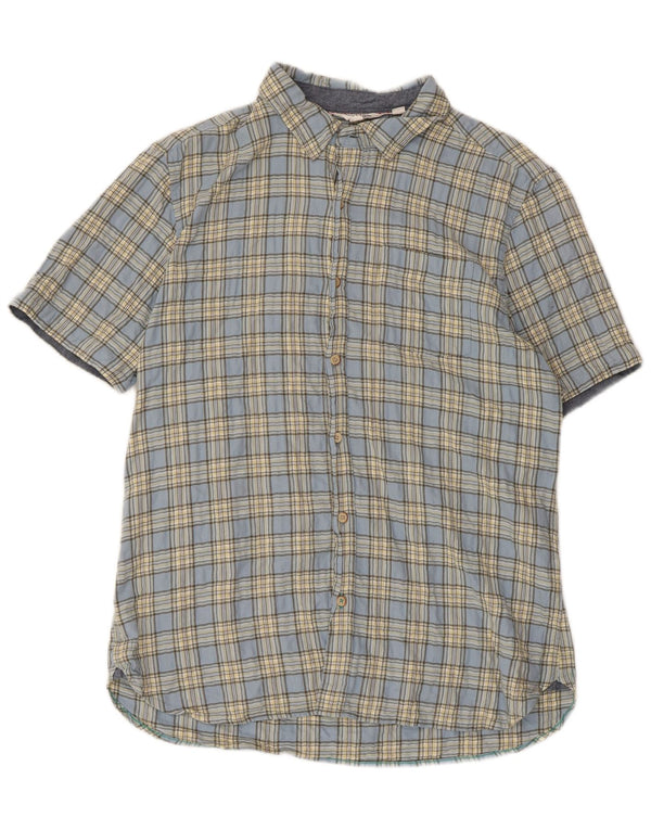 Мужская рубашка с коротким рукавом WHITE STUFF, хлопковая синяя клетка среднего размера