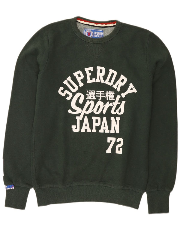 Мужской свитшот с рисунком Superdry, хлопковый джемпер среднего зеленого цвета