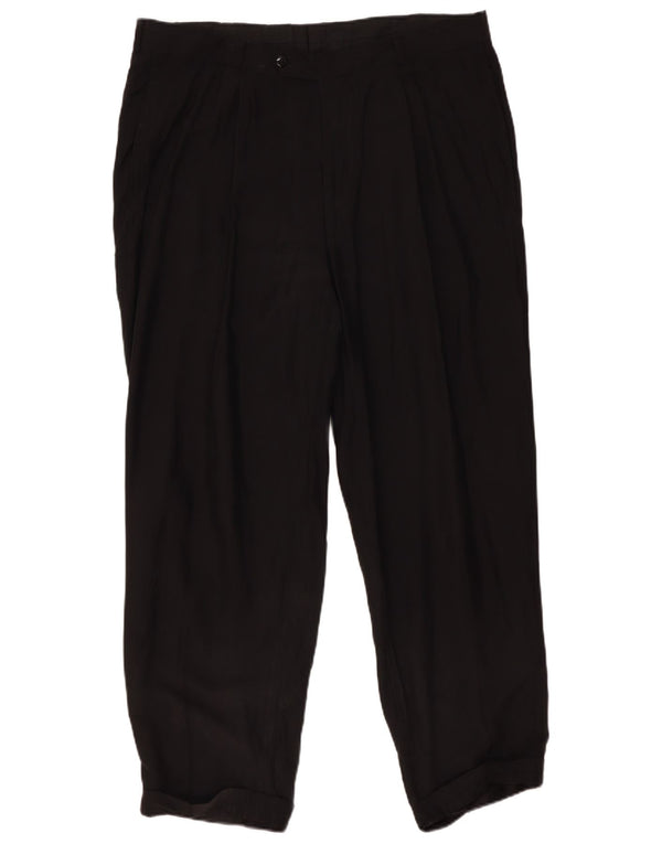 Мужские костюмные брюки Hugo Boss с привязкой EU 56 3XL W40 L31 черные шелковые классические