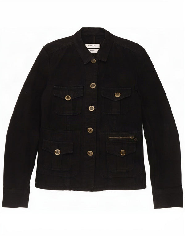 Zara Женская куртка Trafaluc Utility UK 14 Средний черный хлопок