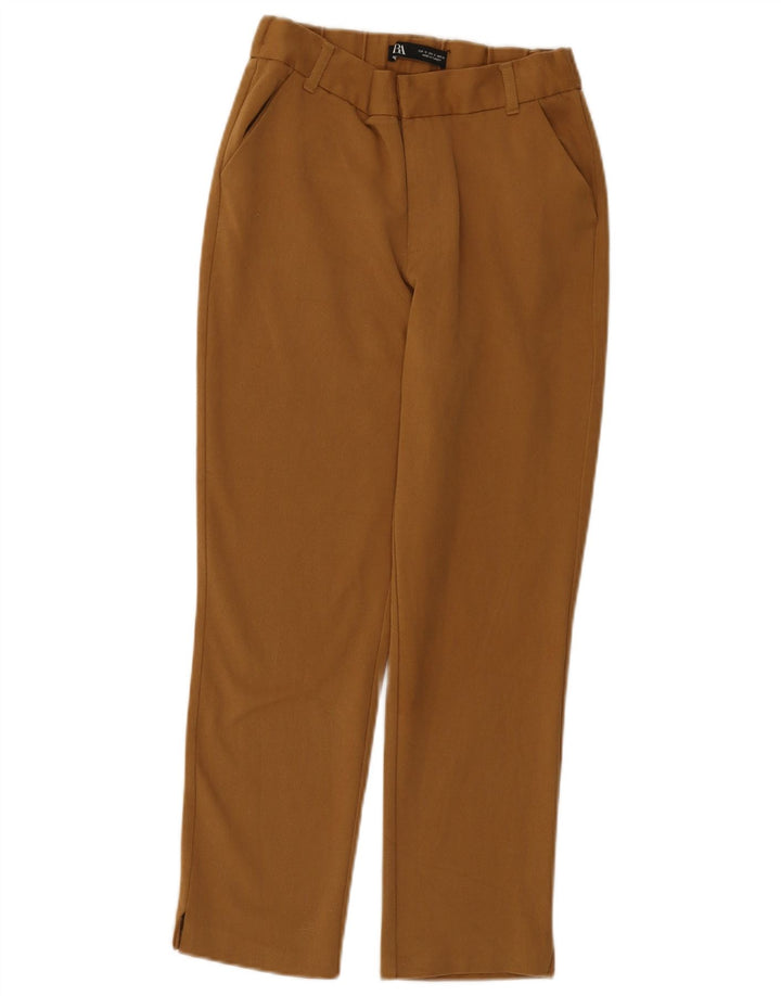 Женские укороченные брюки Zara, маленькие W26 L24, коричневые