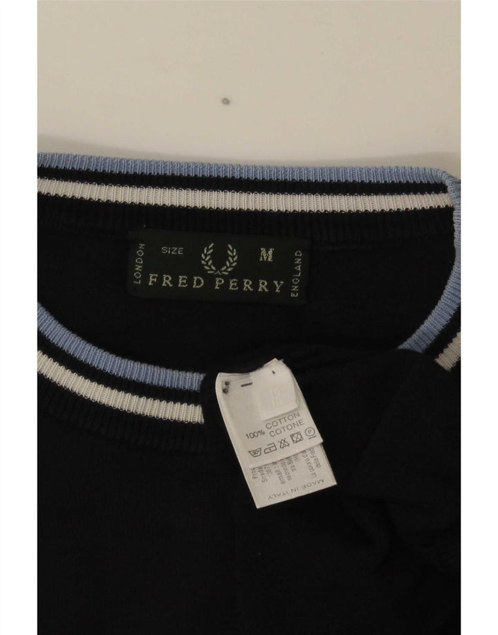Мужской джемпер с круглым вырезом Fred Perry, средний хлопковый свитер в темно-синюю полоску