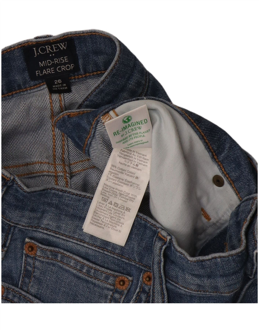 Женские укороченные расклешенные джинсы со средней посадкой J. Crew W26 L27, синий хлопок