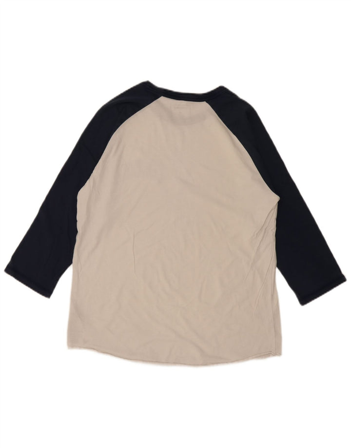 CONVERSE Womens Graphic Top 3/4 Sleeve UK 12 Medium White Colourblock