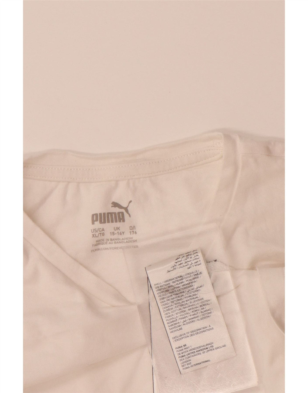 Футболка с рисунком PUMA для девочек, топ 15–16 лет, белый хлопок