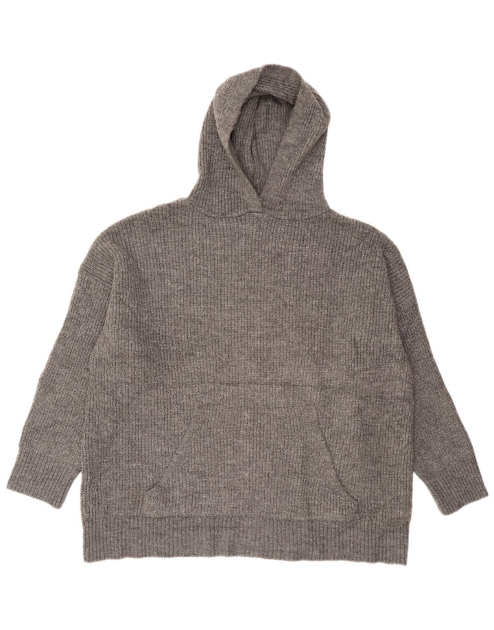 Женский свободный джемпер с капюшоном Zara UK 14, средний серый акрил