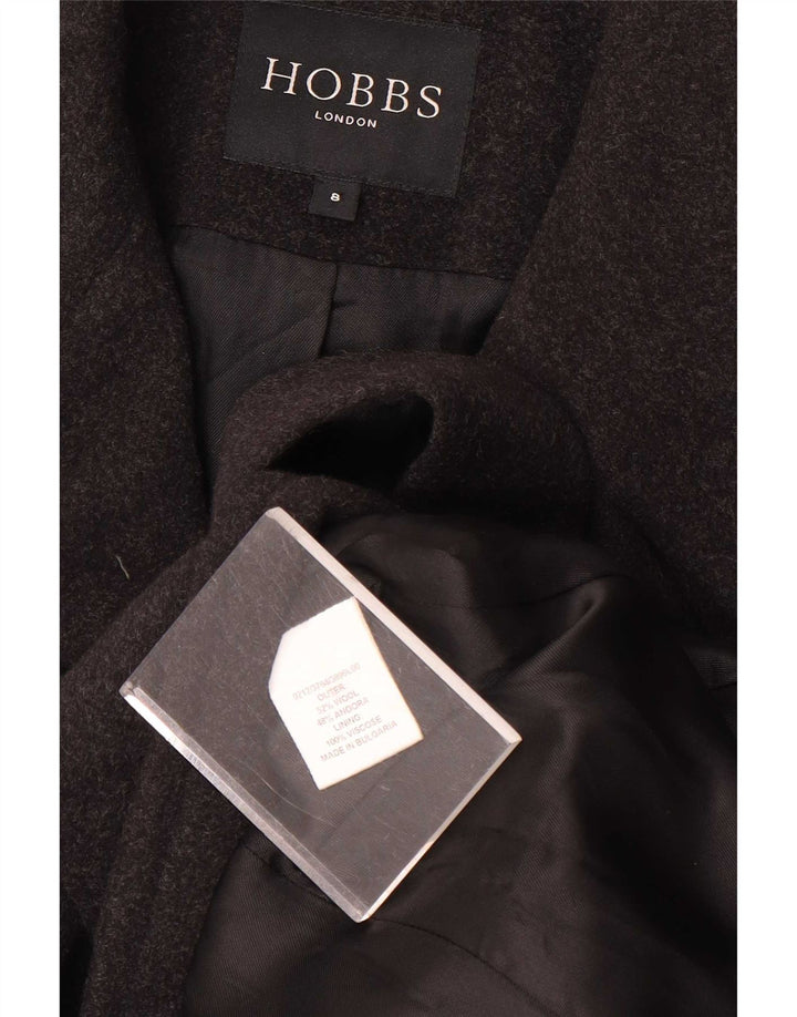 Женское двубортное пальто Hobbs UK 8 маленькое серое шерстяное
