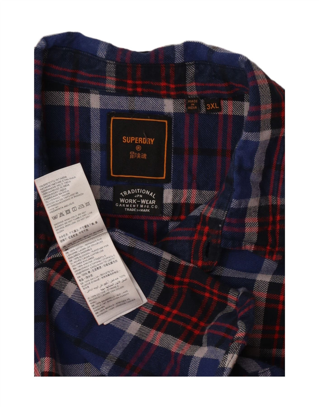 Мужская фланелевая рубашка Superdry 3XL, синяя клетка, хлопок