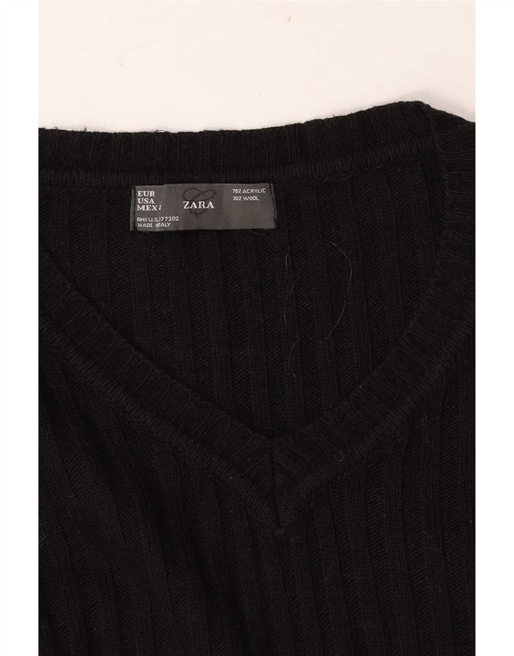 Мужской джемпер с v-образным вырезом Zara, большой черный акрил