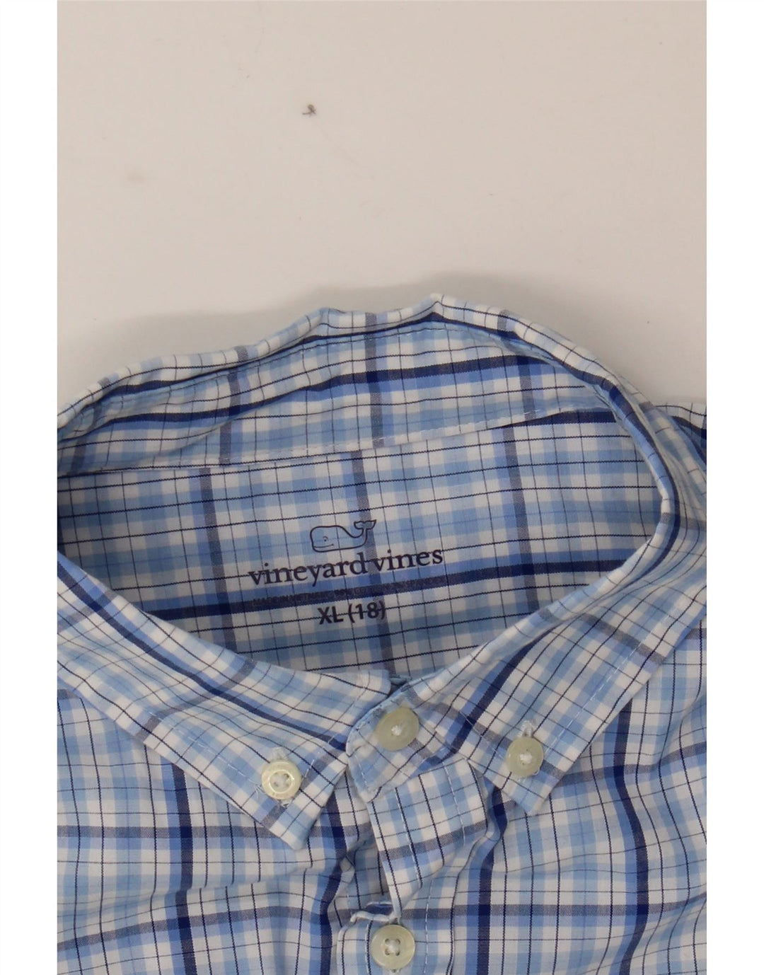 VINEYARD VINES Boys Shirt 15-16 Years  XL Blue Check Cotton Vintage Vineyard Vines and Second-Hand Vineyard Vines from Messina Hembry 