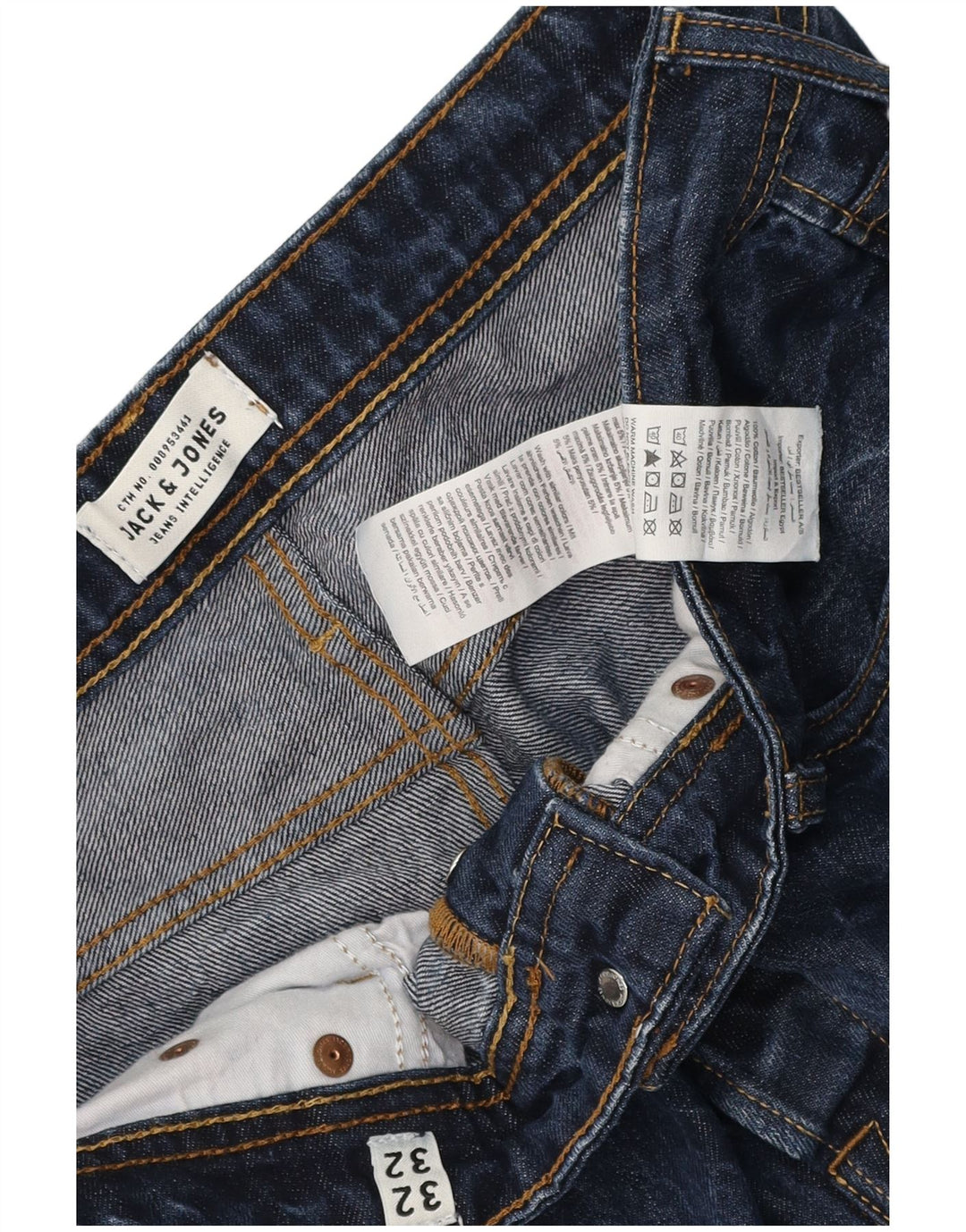 Мужские узкие джинсы Jack & Jones W32 L32 темно-синие, хлопок