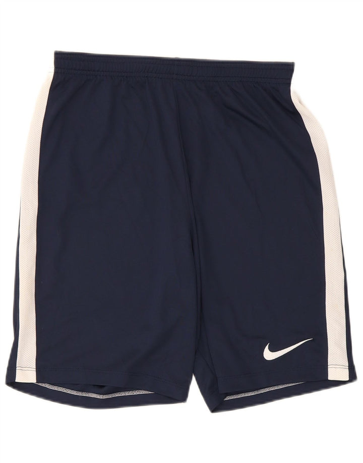 Мужские спортивные шорты Nike Dri Fit среднего размера, темно-синие, с цветными блоками