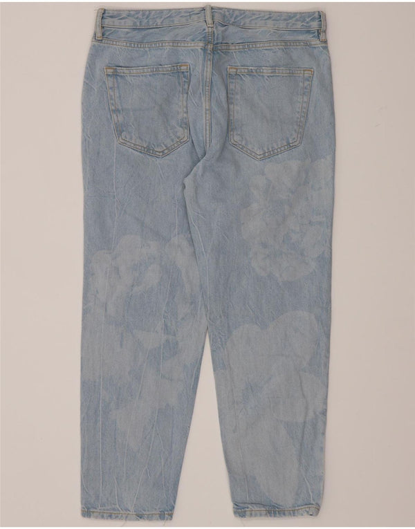 Мужские укороченные джинсы Zara Acid Wash EU 42, большие W32 L26, синие с цветочным принтом