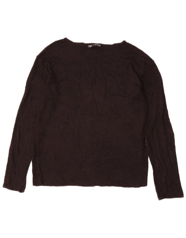 Женский свитер с вырезом «лодочка» Zara UK 10, маленький, черный, вискоза