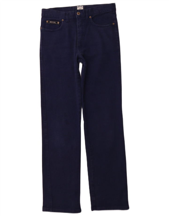 MOSCHINO Женские прямые джинсы с высокой талией W32 L32 Темно-синий хлопок