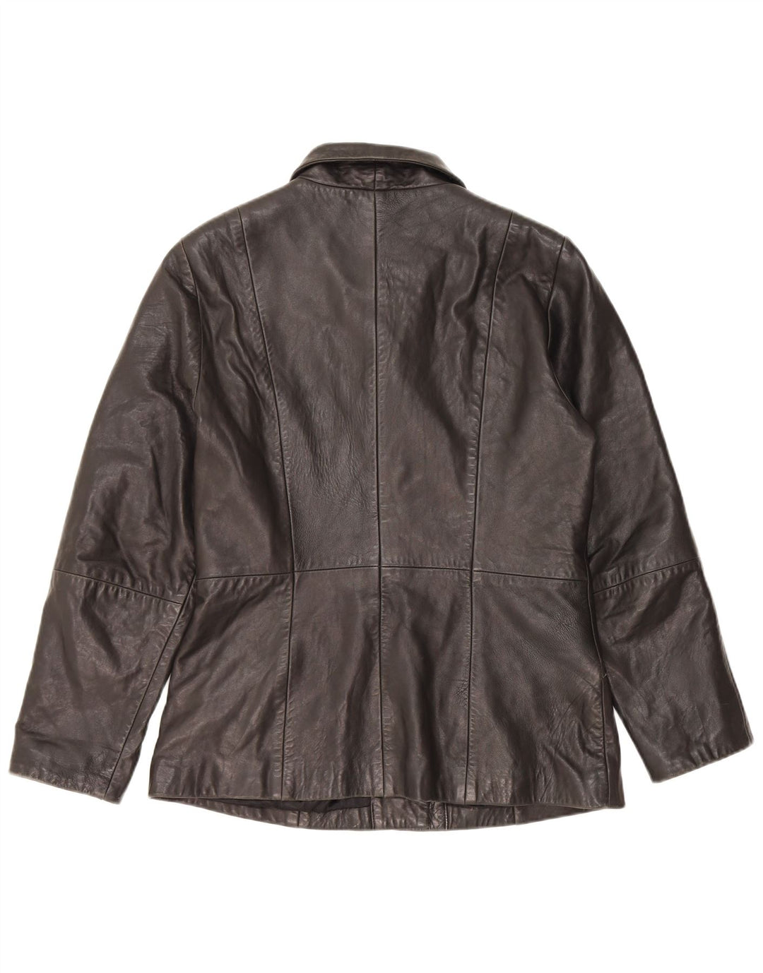 МАВРИКИЙ Женский кожаный пиджак с 3 пуговицами UK 18 XL Черный кожаный