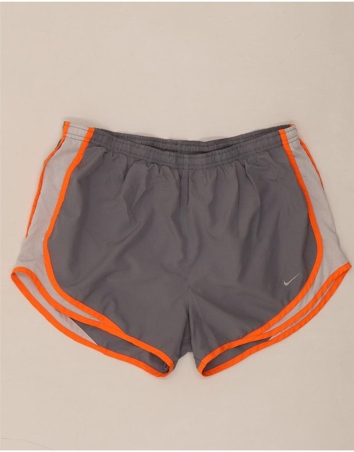 NIKE Womens Dri Fit Sport Shorts UK 14 Medium  Grey Colourblock Vintage Nike and Second-Hand Nike from Messina Hembry 