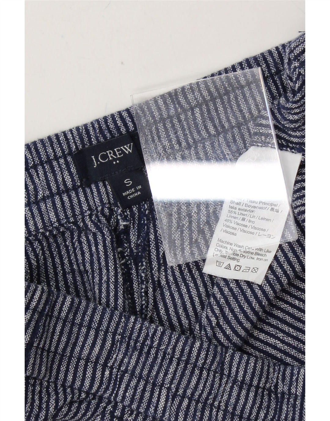 J. CREW Womens Chino Shorts Small W32 Navy Blue Striped Linen Vintage J. Crew and Second-Hand J. Crew from Messina Hembry 