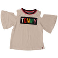 TOMMY HILFIGER Топ с открытыми плечами и рисунком для девочек 8–9 лет, средний белый