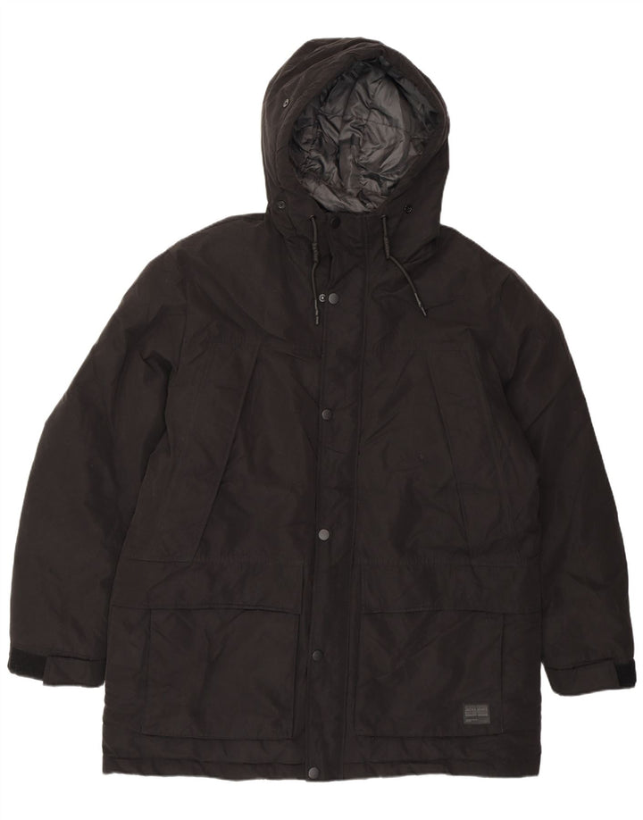 JACK & JONES Mens Hooded Windbreaker Jacket UK 44 2XL Black Polyester